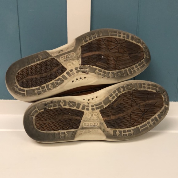 Crocs Women's Size 7 Leather upper Tie 2 eye Deck boating loafers Shoes - Picture 6 of 6